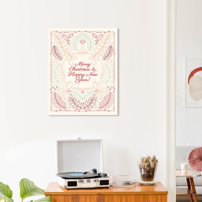 Wynwood Studio Canvas Holiday and Seasonal December Greetings Red Modern & Contemporary Wall Art Canvas Print - 20 x 24