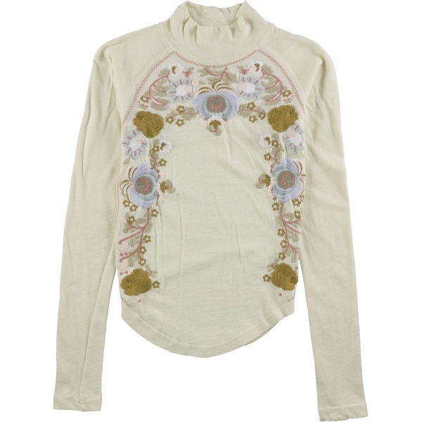 disco rose embroidered turtleneck top