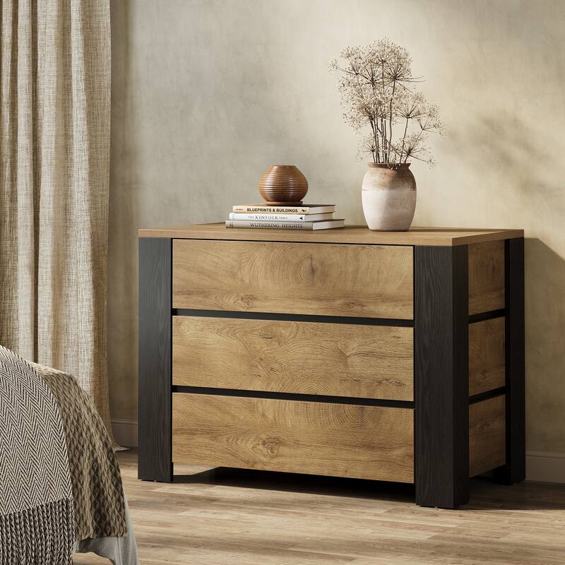 Nightstand with 3 Drawers for Bedroom
