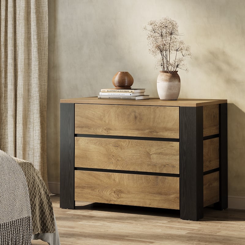 Oversized Nightstand, 36" Wide Large Night Stand with 3 Drawers