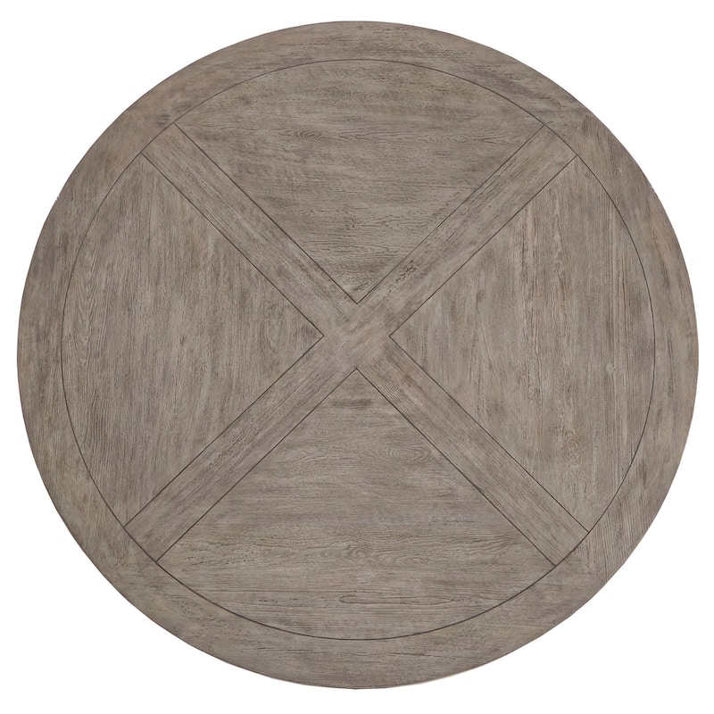 Benchwright Round Antique Grey Oak Dining Table by iNSPIRE Q Artisan
