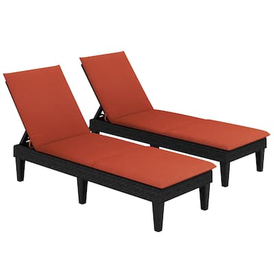 Gymax 2PCS Patio Lounge Chair Recliner Chair w/ 3-Position Adjustable