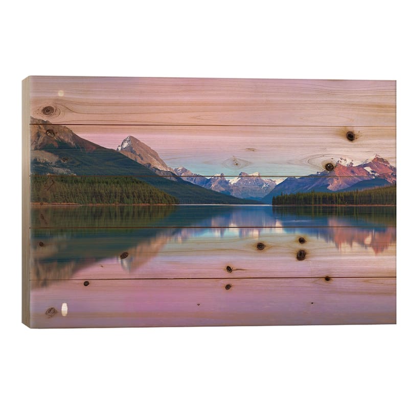 Maligne Lake Print On Wood by Yan Zhang - Multi-Color - 18x26x1.5