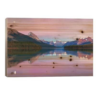 Maligne Lake Print On Wood by Yan Zhang - Multi-Color