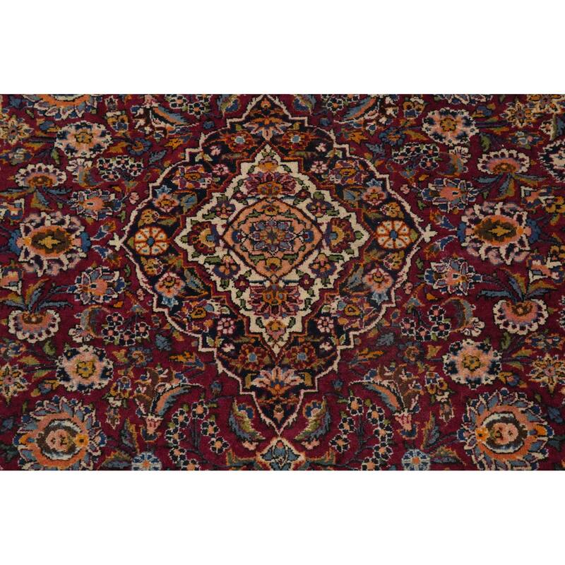 Hand Knotted Oriental 100% Wool Carpet Traditional Floral Red Kashan (Dabir) Area Rug - 6' 6'' X 4' 4''