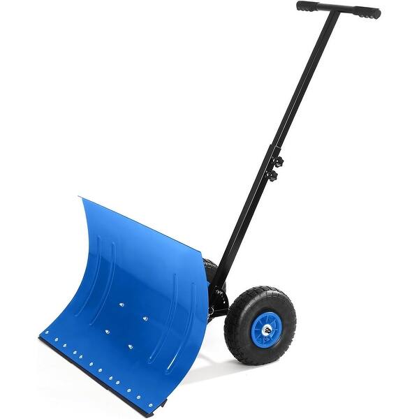 slide 2 of 15, Snow Shovel with Wheels,29.1" W x 19.3" H Heavy Duty Snow Pusher for Driveway