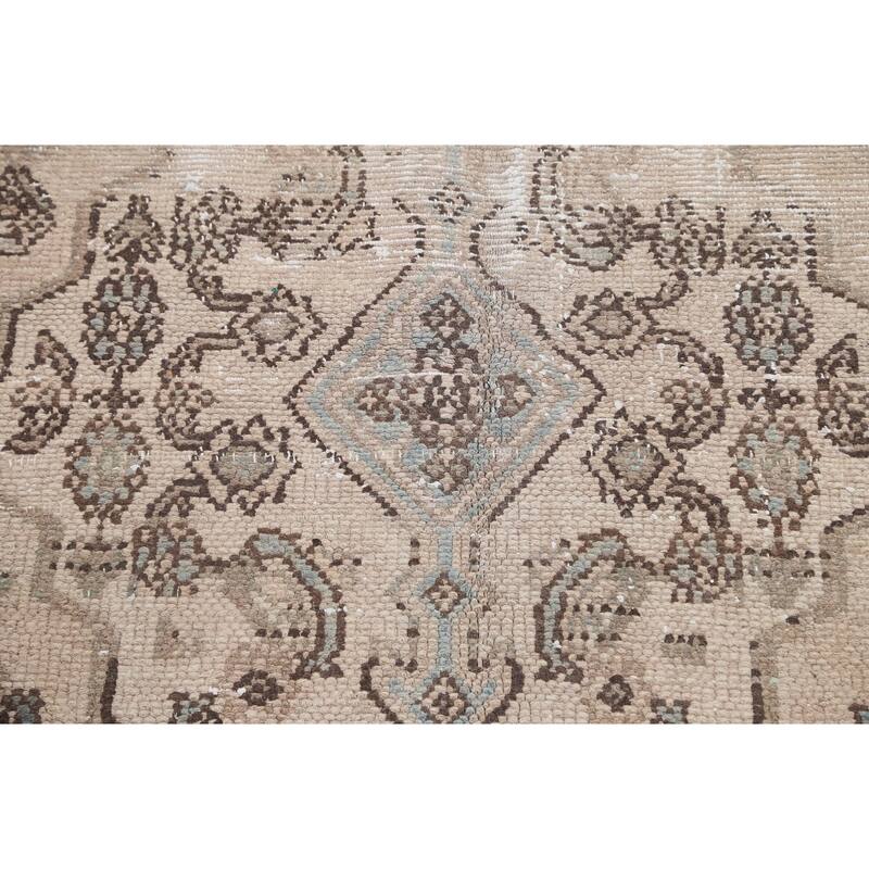 Distressed Geometric Hamedan Persian Area Rug Wool Hand-knotted Carpet - 6'7" x 9'5"