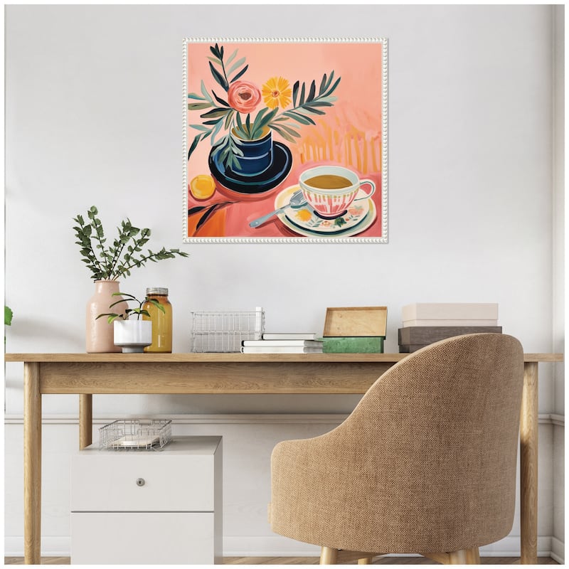 Kate and Laurel Sylvie Cozy Coffee Framed Canvas by The Creative Bunch Studio