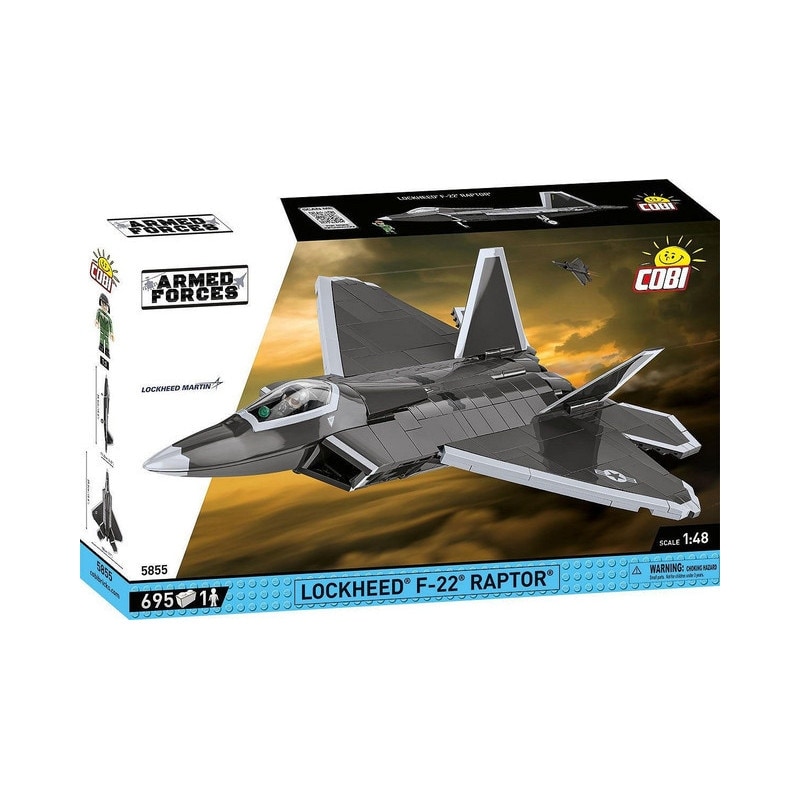 COBI Armed Forces Lockheed F-22 Raptor Jet Plane, Silver, 695 Pieces