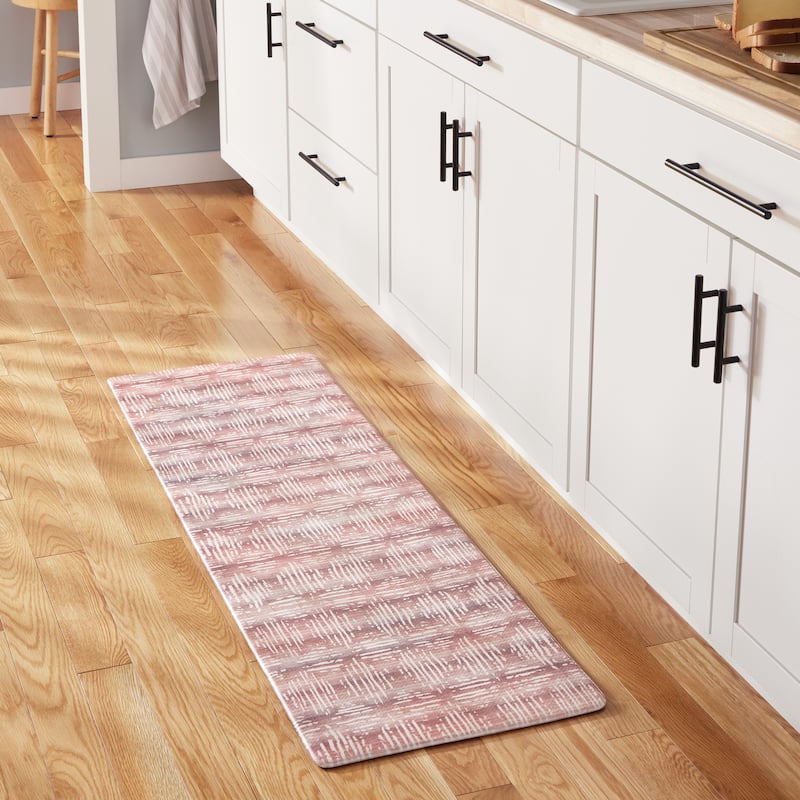 TOWN & COUNTRY BASICS Boho Geo Anti Fatigue Kitchen Mat Non-Slip Backing - 1' 6" x 4' 7" - Maroon - Runner