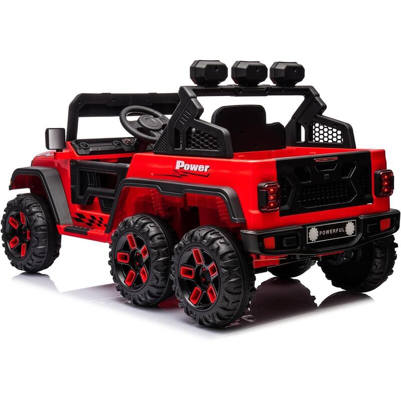 24V Electric Ride on Truck for Kids,Wide Seater Battery Powered Truck with Remote Control, Music,LED Cool Lighting,4WD