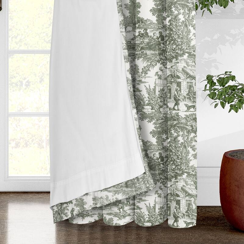 6ix Tailors Au Village Toile Sweet Grass Pinch Pleat Drapery Panels Set of 2