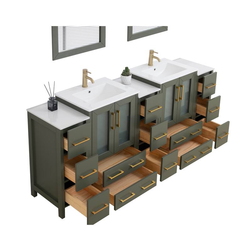 Vanity Art 84-Inch Double Sink Bathroom Vanity Set with Top and Free Mirrors - 84 X 18.1 X 35.8