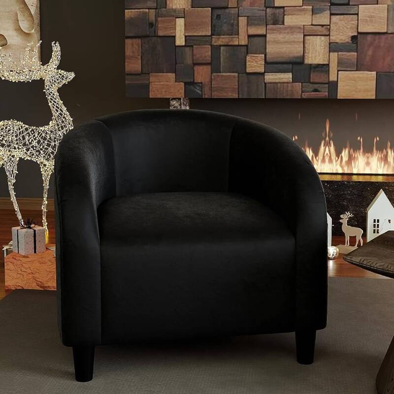Upholstered Velvet Accent Cozy Armrest Sofa Chair for Living Room Bedroom - Black