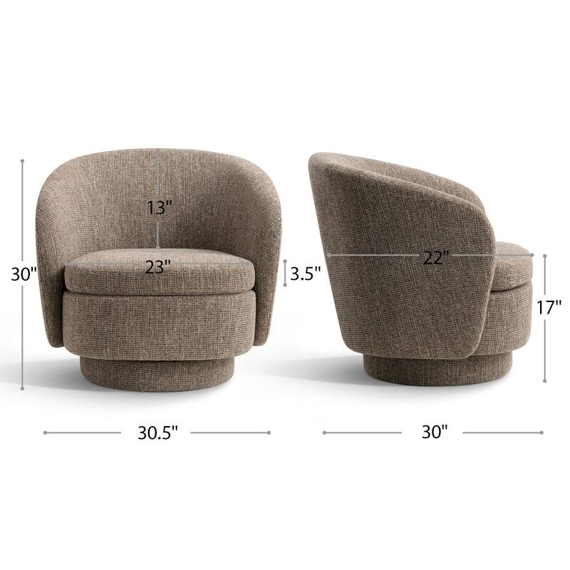 360° Tweed Swivel Barrel Accent Chair