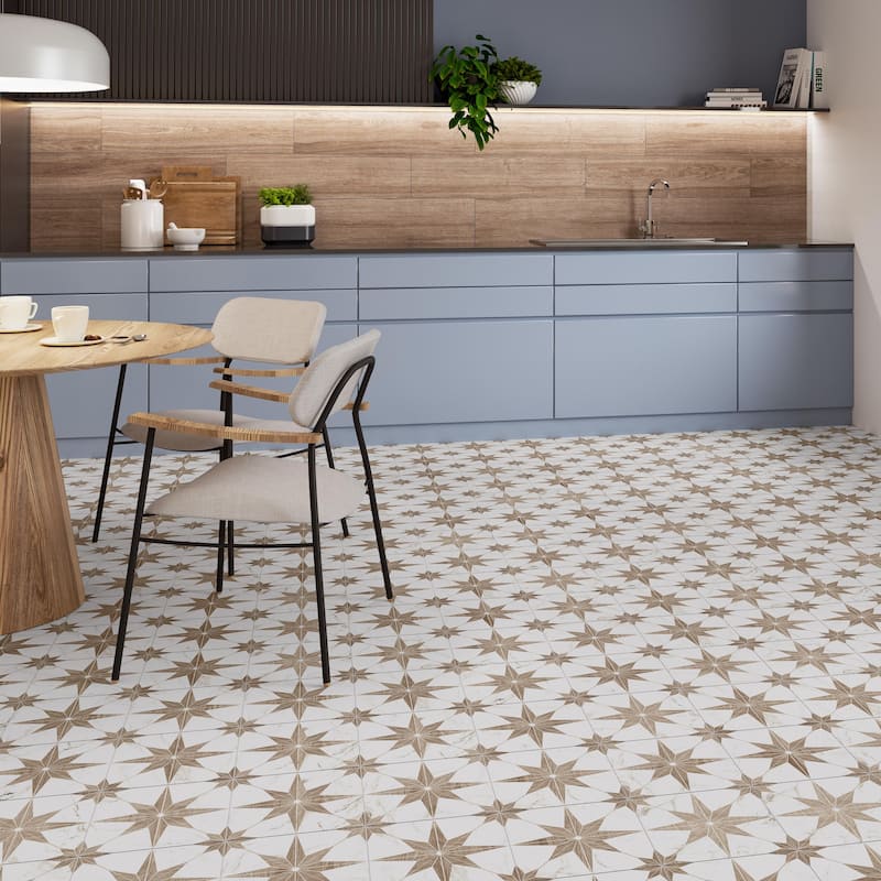 Merola Tile Llama Stella Loire Noce 9-3/4" x 9-3/4" Porcelain Floor and Wall Tile