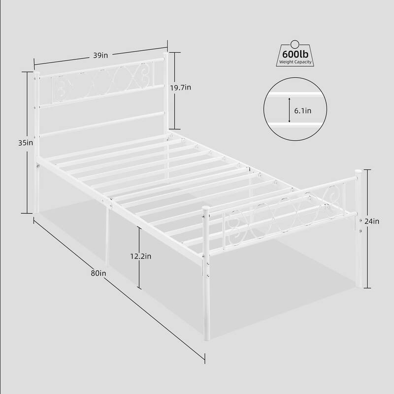 Bed Frame with Headboard and Footboard for Girls and Boys