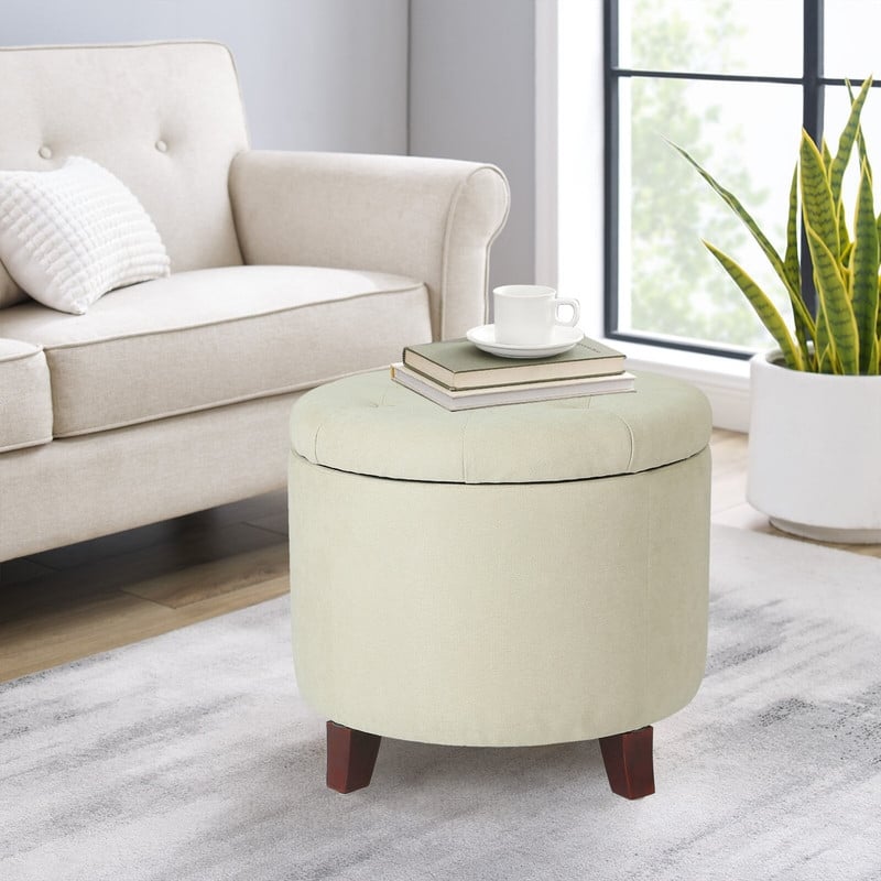 Adeco Tufted Cushion Lift Top Storage Ottoman