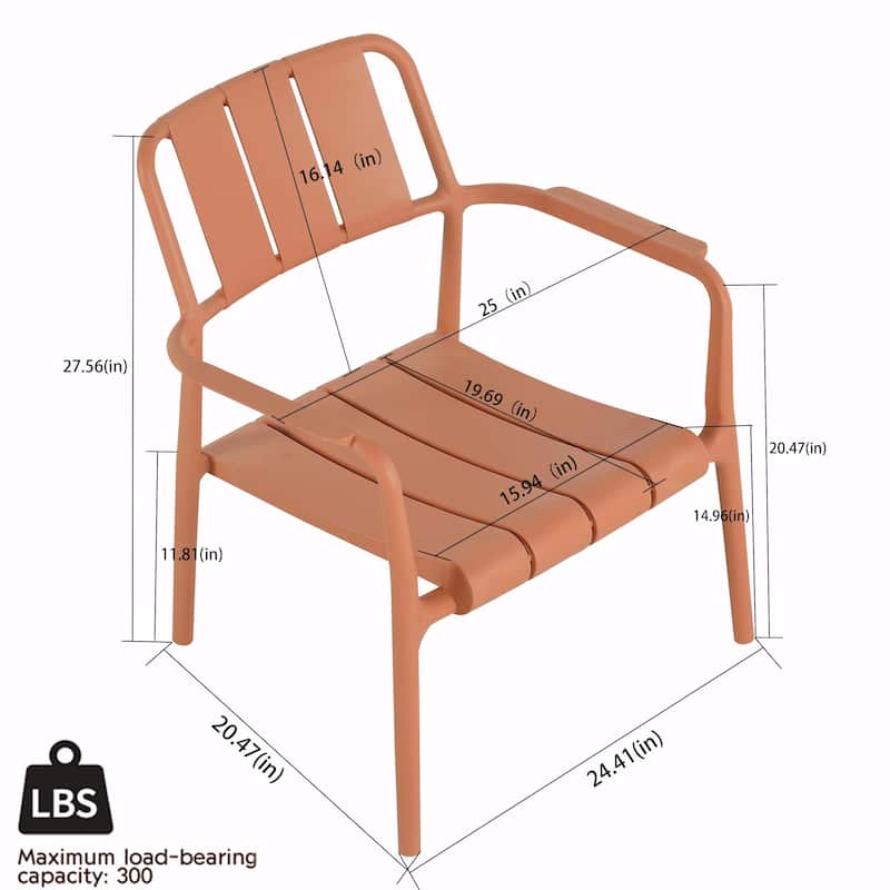 Commercial-Grade PP Chair Set with Coffee Table - No Assembly