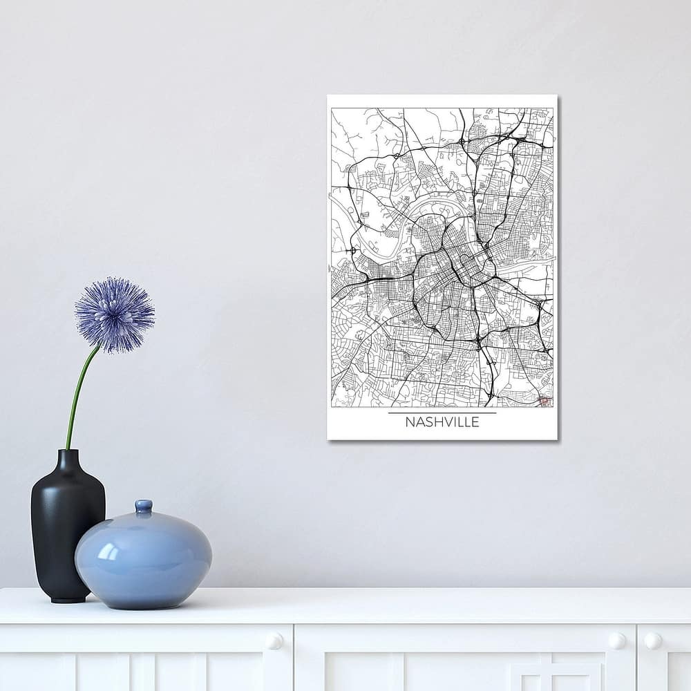 iCanvas "Nashville Minimal Urban Blueprint Map" by Hubert Roguski Canvas Print