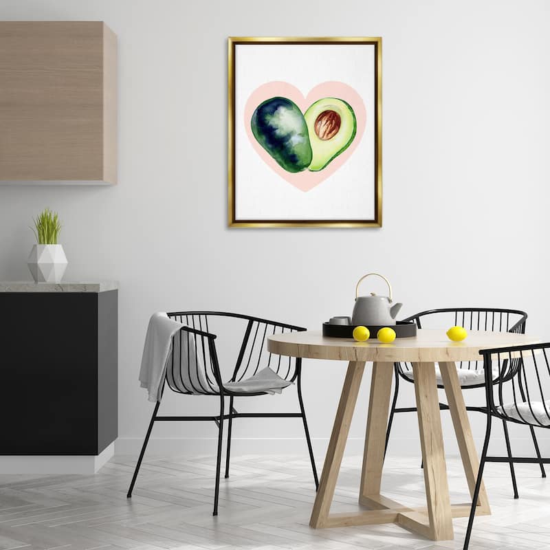 Stupell Heart Shaped Avocado Framed Floater Canvas Wall Art Design By Lil' Rue