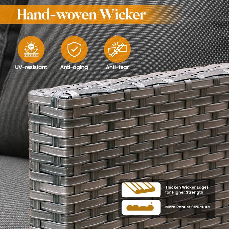 HOOOWOOO 10-piece Patio Furniture Set with Swivel Rocking Chairs Wicker Conversation Set