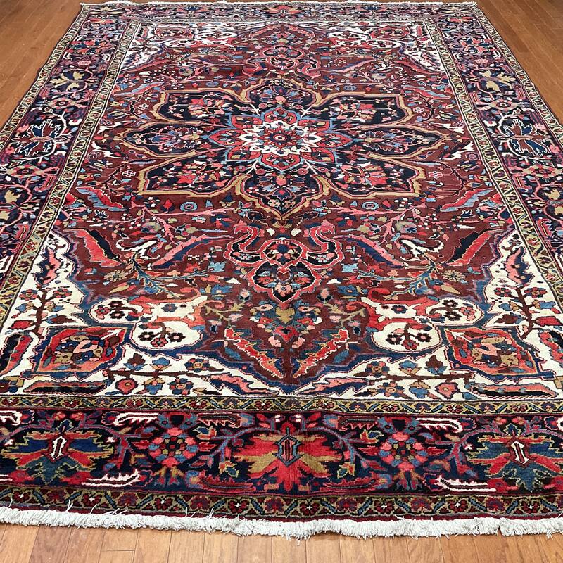 HERAT ORIENTAL Handmade 1960s Antique Heriz Wool Rug - 8'5" x 11'8"