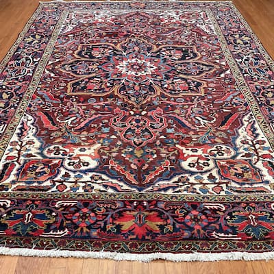 HERAT ORIENTAL Handmade 1960s Antique Heriz Wool Rug - 8'5" x 11'8"