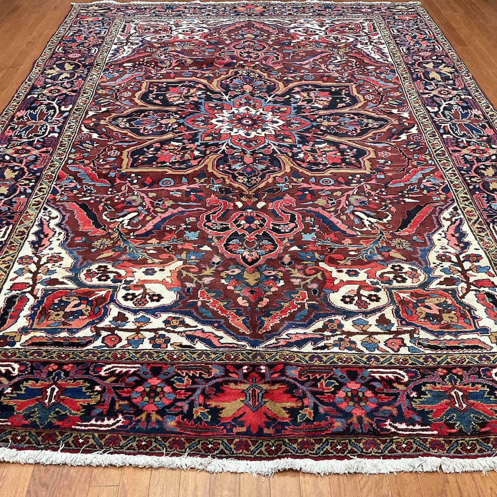 HERAT ORIENTAL Handmade 1960s Antique Heriz Wool Rug - 8'5" x 11'8"