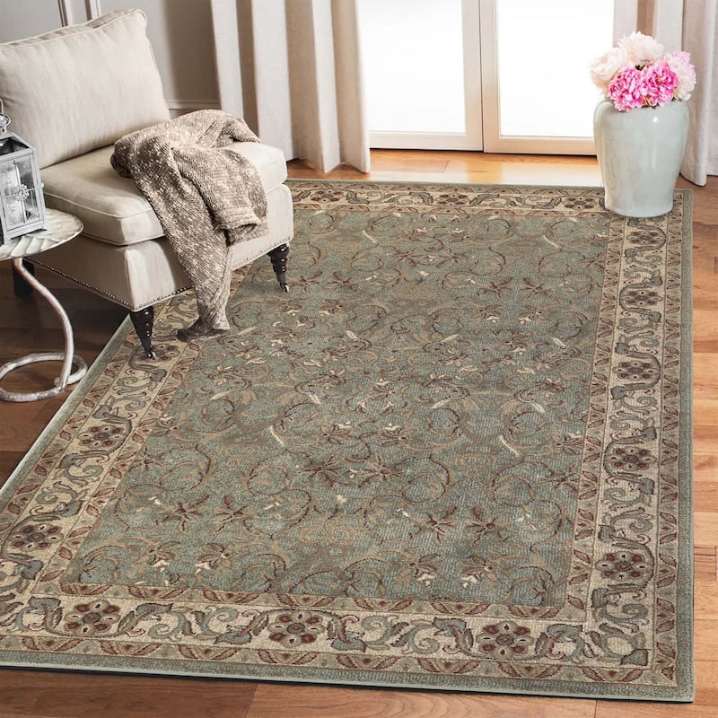 Superior Heritage Traditional Floral Scroll Indoor Area Rug - 8' x 10' - Green
