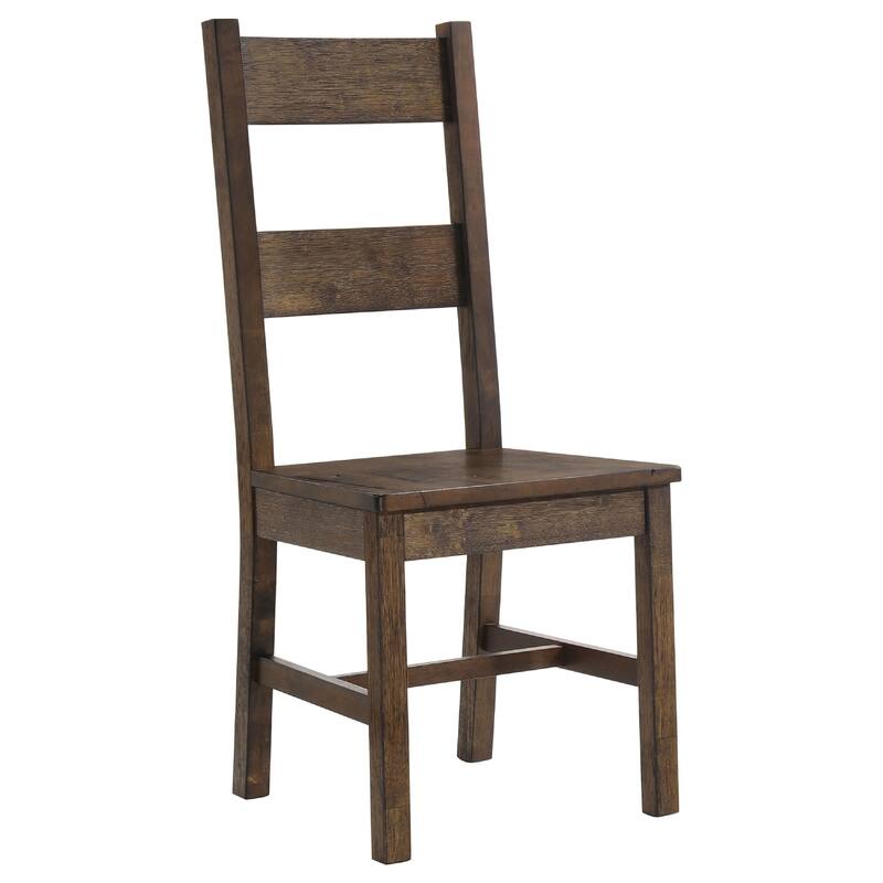 Caly 9pc Dining Table Set, 8 Ladderback Side Chairs, Rustic Golden Brown