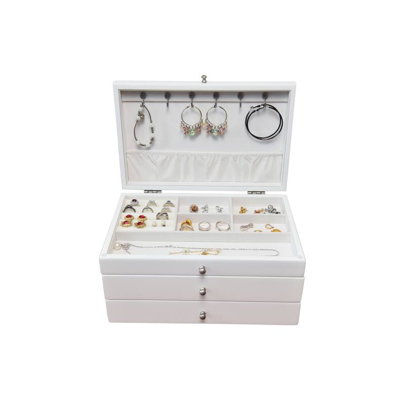 Elegant White Finish Jewlery Box