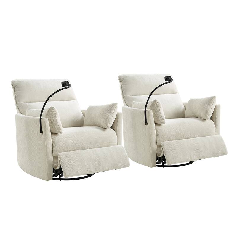 Barry Modern 38" Power Rocking Swivel Nursery Recliner with USB Ports Set of 2 by HULALA HOME