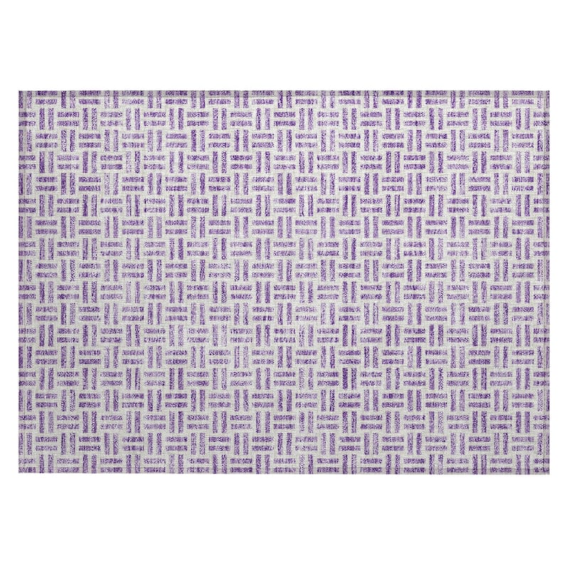 Machine Washable Indoor/ Outdoor Contemporary Basketweave Chantille Rug