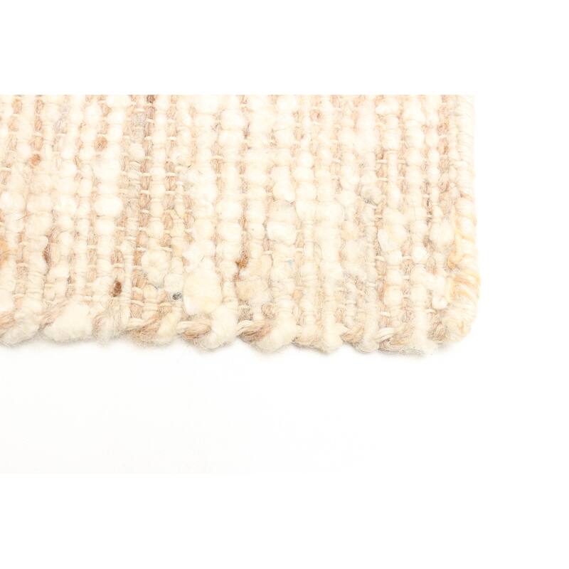 ECARPETGALLERY Braid weave Sienna Beige Wool Rug - 5'0 x 7'10