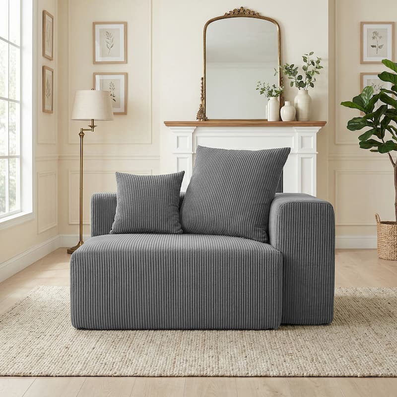 51"W Oversized Modular No Assembly Corduroy Accent Corner Chair