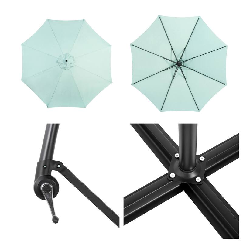 9.64 ft. Steel Market Outdoor Patio Umbrella with 8 Ribs, Offset Hanging Umbrella with Easy Tilt Adjustment