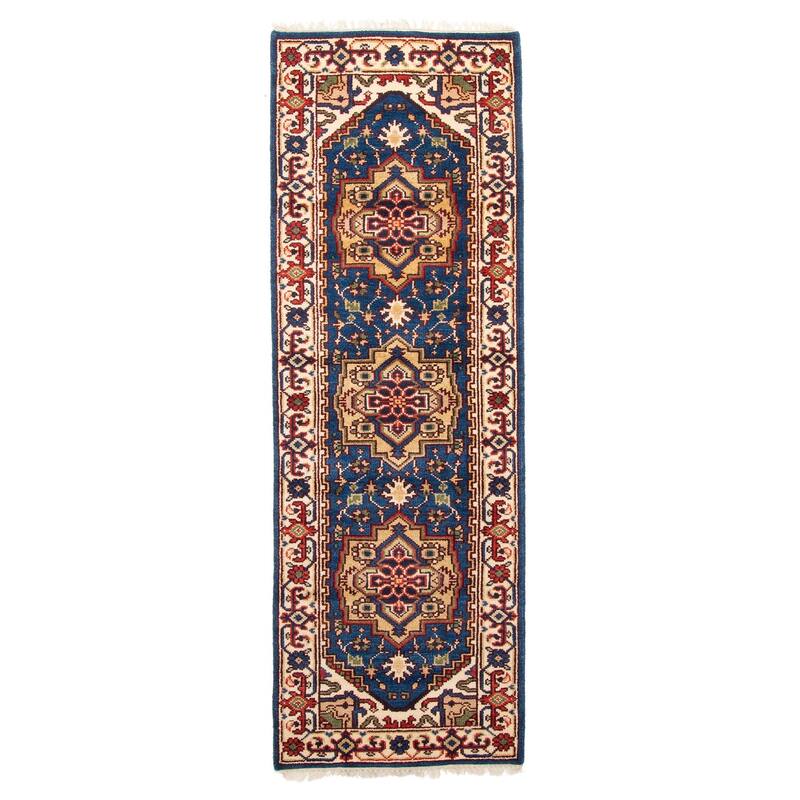 ECARPETGALLERY Hand-knotted Serapi Heritage Navy Wool Rug - 2'6 x 8'0