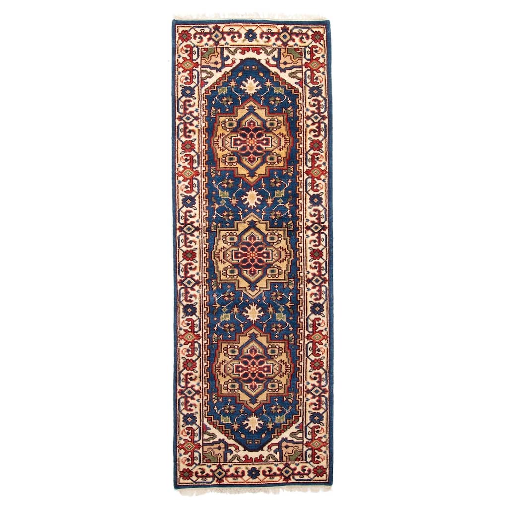 ECARPETGALLERY Hand-knotted Serapi Heritage Navy Wool Rug - 2'6 x 8'0
