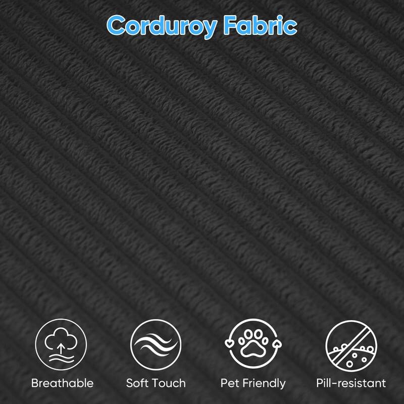 Mixoy Modern 113''Minimalist 2-Piece Corduroy Modular Chaise Sectional Sofa Deep Seat,L-Shaped Upholstered Couch With Chaise