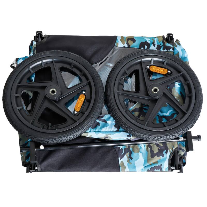 Outdoor Heavy Duty Collapsible Pet Bike Trailer with 16-Inch All-Terrain Wheels & Universal Hitch, Foldable Dog Carrier Cart