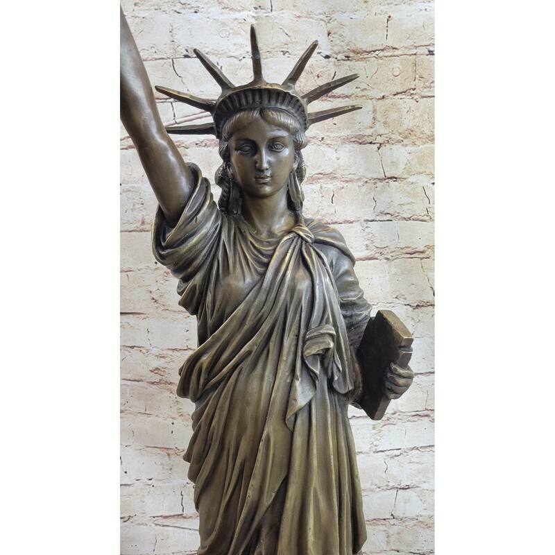 Statue Of Liberty Nyc Bronze Sculpture Statue Figure Replica On Marble Base