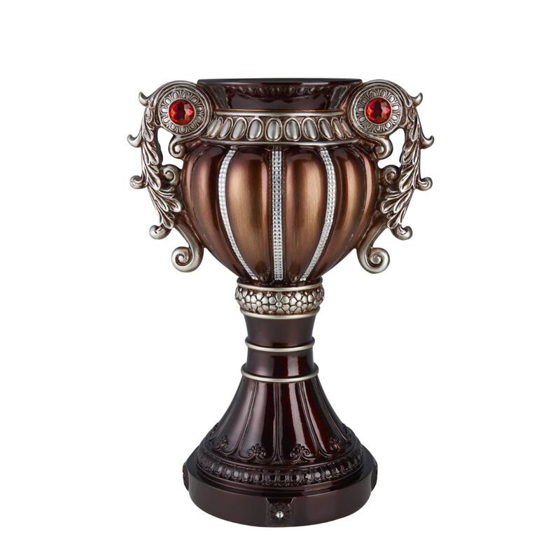 Bronze and Silver Polyresin Urn Table Vase with Stone Embellishments