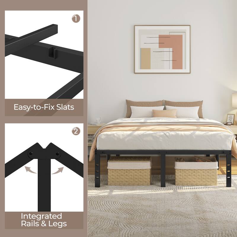 Yaheetech 14 Inch Metal Platform Bed Frame with Heavy Duty Steel Slat Support