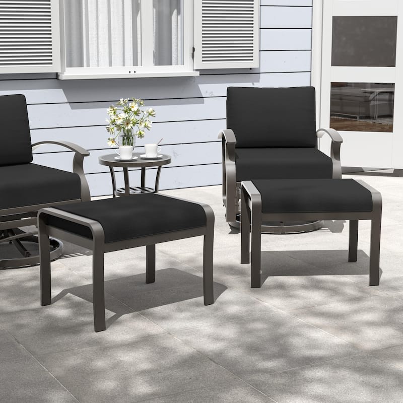 Aluminum Patio Furniture Set with FirePit Ottomans Swivel Chairs,Sectional Sofa with Thick Seat Cushions for Porch Garden