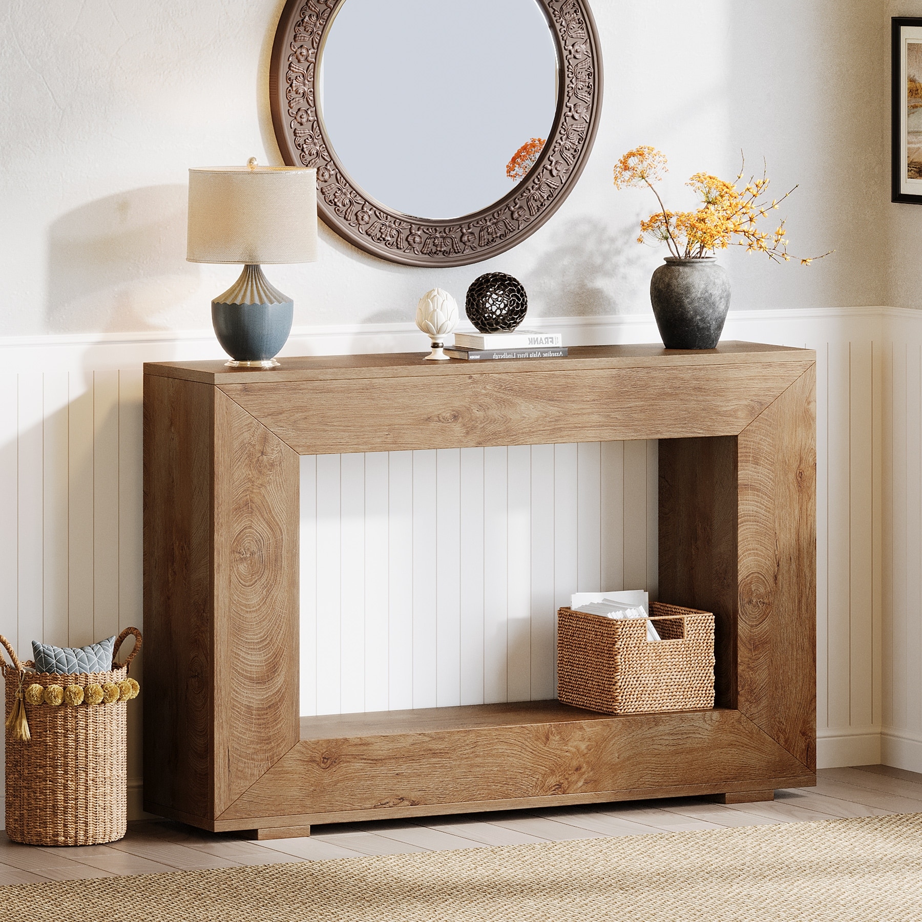 47 Inch Rustic Wooden Console Table for Entryway