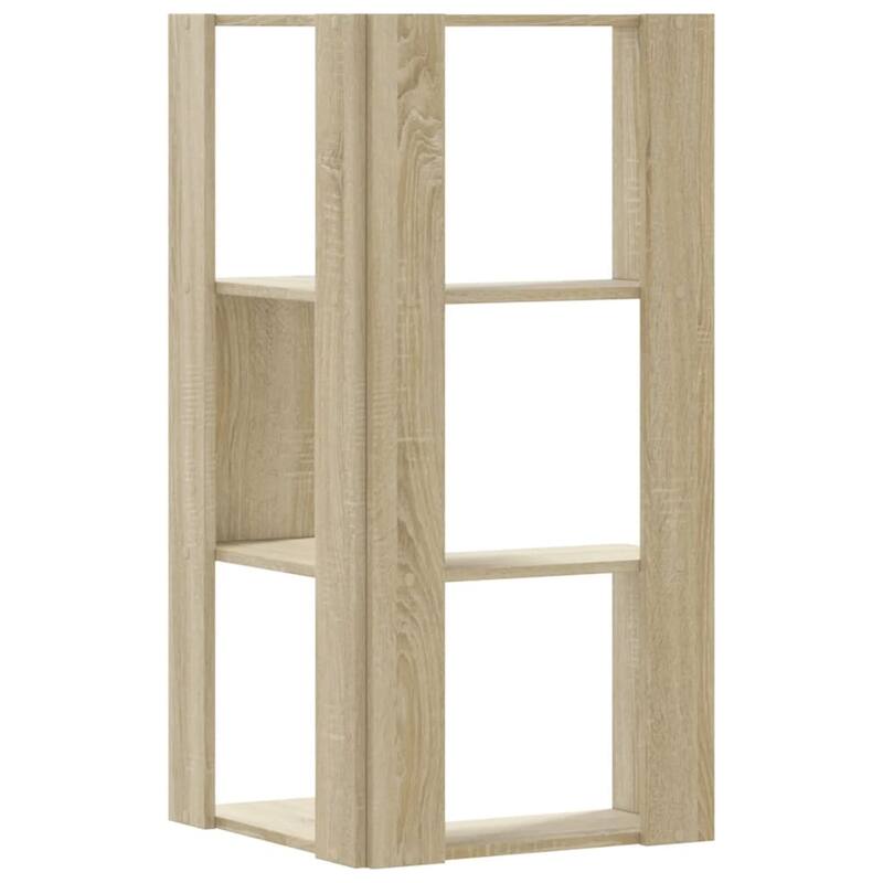 vidaXL Corner Bookcase 3-Tier Oak 19.7x19.7x40.2" Engineered Wood
