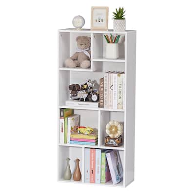 Javlergo 7 Cube Bookcase, Modern Bookshelf Storage Display Shelf for Home Office Living Room, Vertical or Horizontal