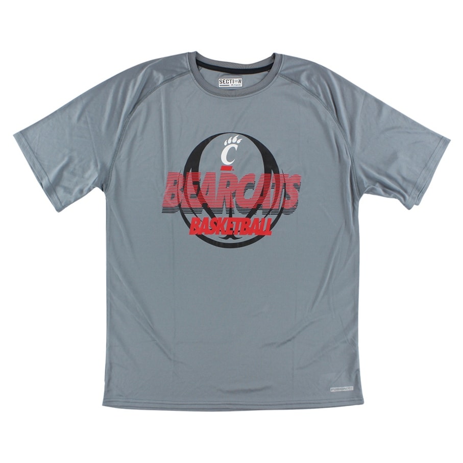 Shop Majestic Mens Cincinnati Bearcats Basketball Logo T Shirt Grey Grey Black Red L Overstock 22613908