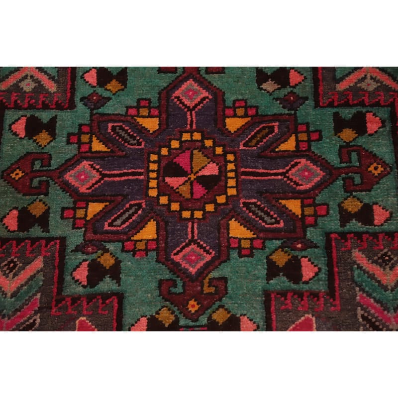Hand Knotted Oriental 100% Wool Carpet Traditional Tribal Greys & Charcoal Ardebil Runner Rug - 10' 1'' X 2' 7''